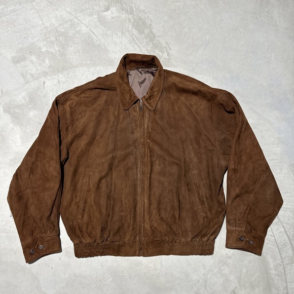 Golden Bear Other - VTG Golden Bear Sportswear Men's SZ L Brown Suede Leather Bomber Jacket USA MADE